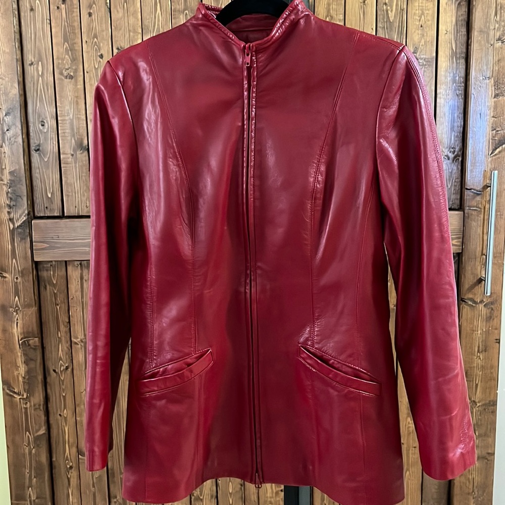 Red leather Danier jacket